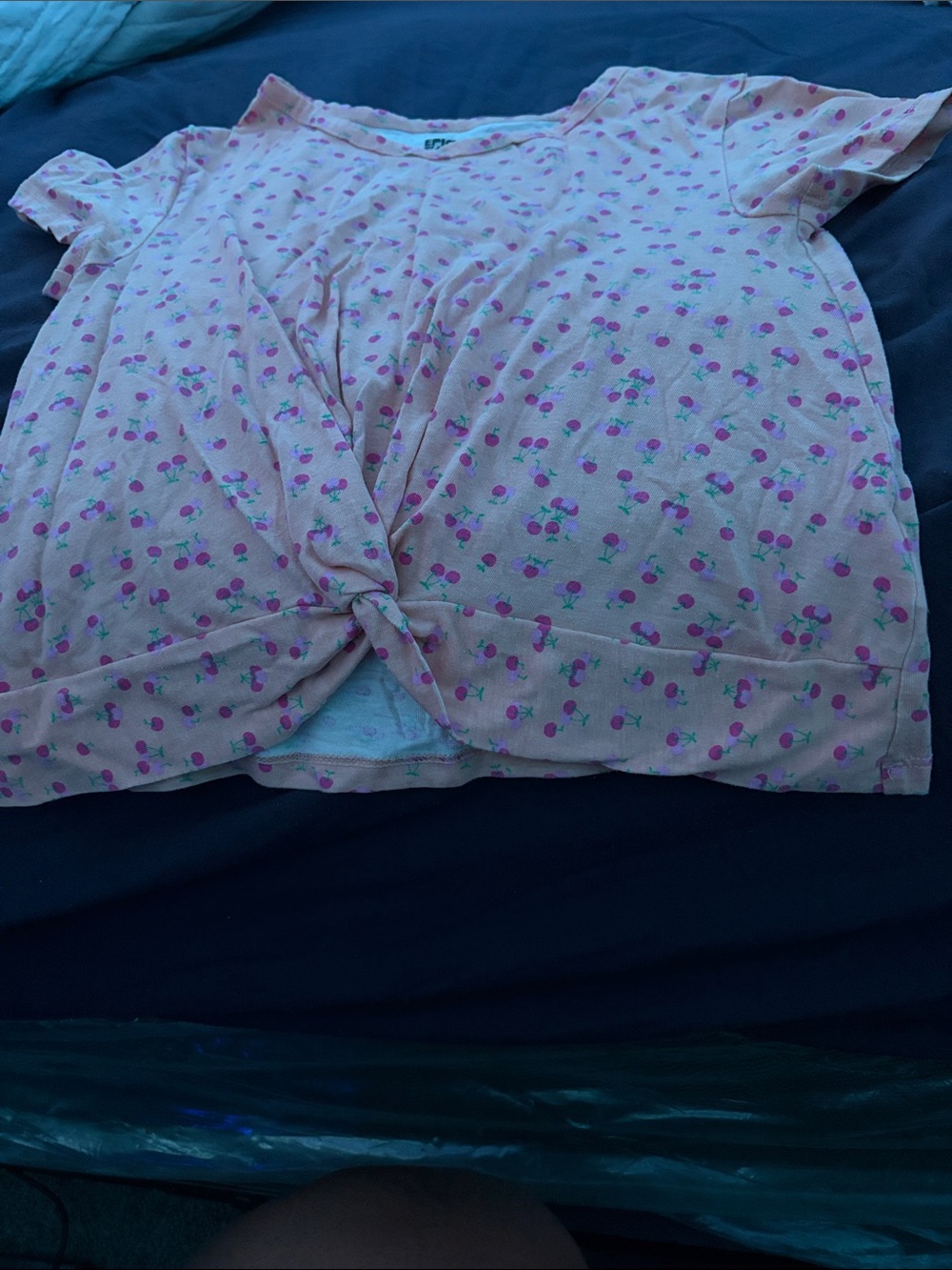 Epic Threads Pink Cherry Knot-Front Girls Top